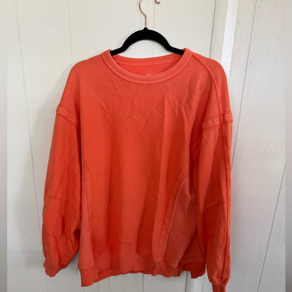 AERIE TANGERINE/ORANGE OVERSIZED CREW NECK LONG SLEEVE PULLOVER XSMALL